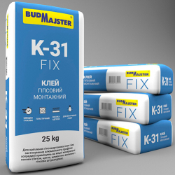 Клей К-31 для кріплення гіпсокартону, 25 кг, BUDMAJSTER